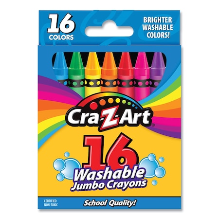 Cra-Z-Art Washable Jumbo Crayons, 16 Assorted Colors, PK16 1020448